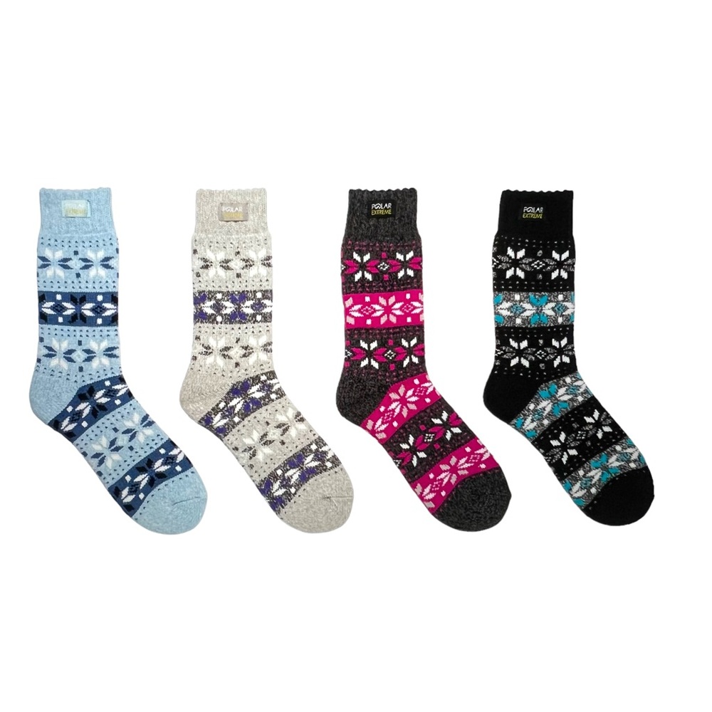 Winter Fair Isle Cozy Thermal 4 Pack Socks Set